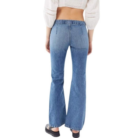 BDG Womens Bella Low-Rise 100% Cotton Flare Jeans With Side Zip&Button Size 32 - Picture 1 of 13